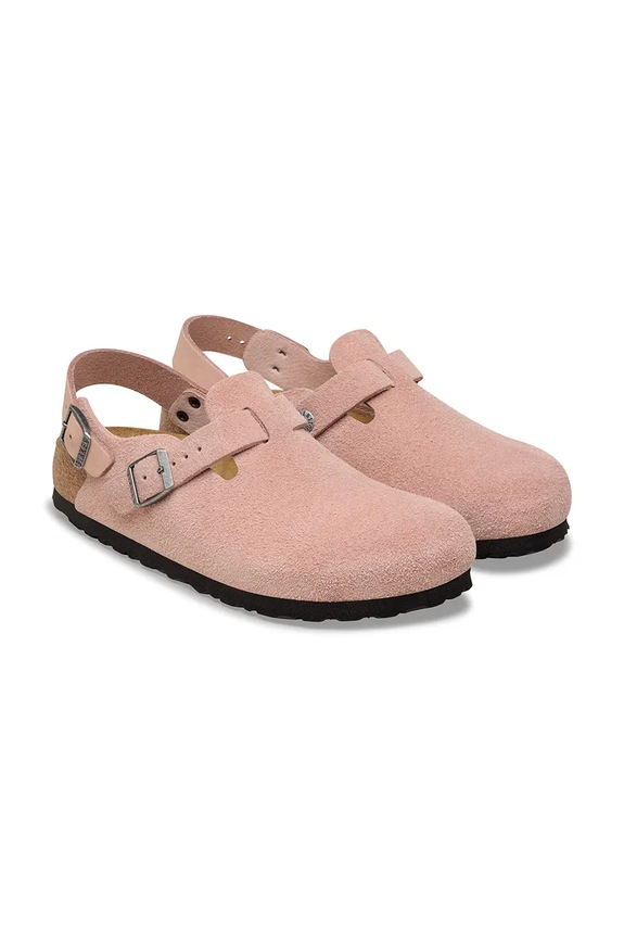 Încălțăminte Birkenstock Tokio sandale cu toc plat pentru femei piele întoarsă 1031636 roz