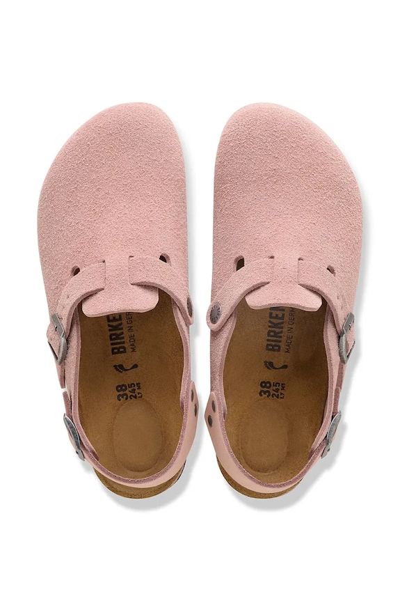 Birkenstock Tokio sandale cu toc plat pentru femei piele întoarsă roz 1031636