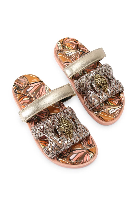Kurt Geiger London papuci cu toc plat pentru femei Eagle Cut Out Sandal 4732639779 maro SS26