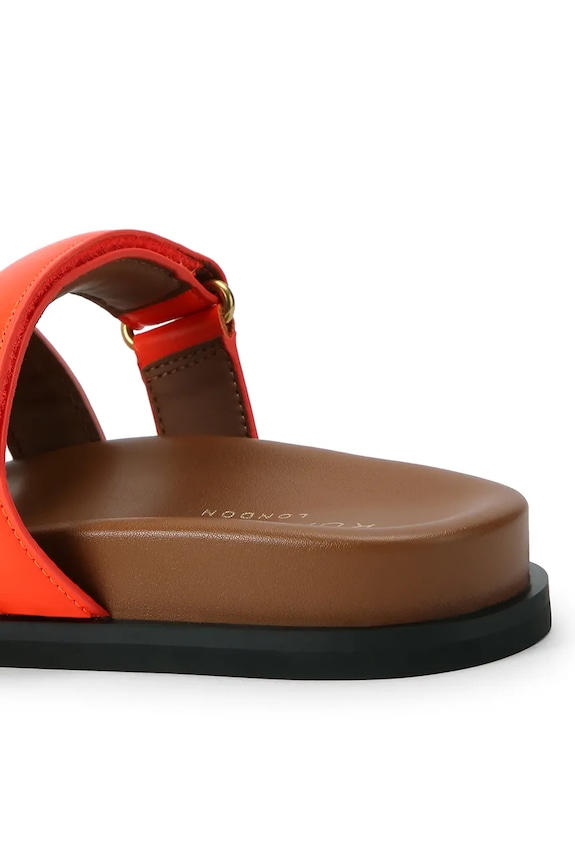 Încălțăminte Kurt Geiger London papuci cu toc plat pentru femei, din piele întoarsă Eagle Cut Out Sandal 4732657239 portocaliu