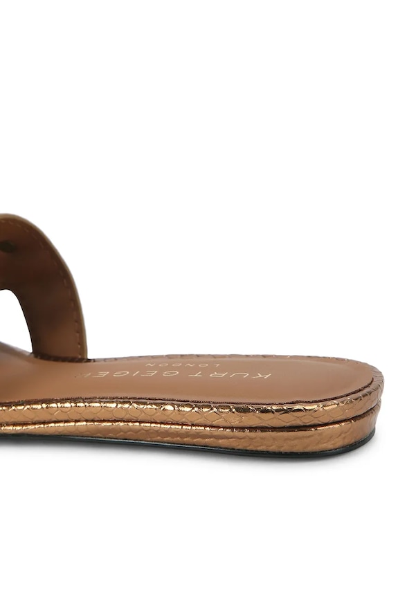 Încălțăminte Kurt Geiger London papuci cu toc plat pentru femei, din piele Eagle Cut Out Flat Sdl 5612068119 aur