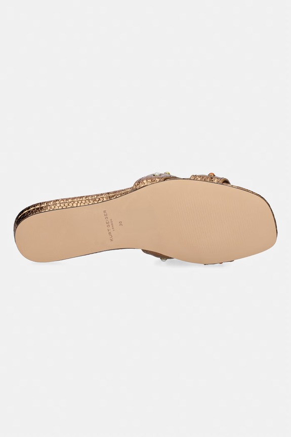 Kurt Geiger London papuci cu toc plat pentru femei, din piele Eagle Cut Out Flat Sdl 5612068119 aur
