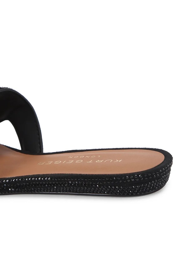Obuwie Kurt Geiger London klapki na płaskim obcasie damskie Eagle Cut Out Flat Sdl 5611900209 czarny