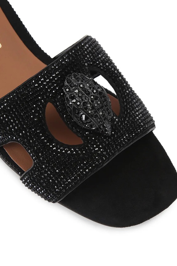 Kurt Geiger London klapki na płaskim obcasie damskie Eagle Cut Out Flat Sdl czarny 5611900209