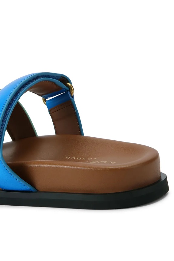 Încălțăminte Kurt Geiger London papuci cu toc plat pentru femei, din piele Eagle Cut Out Sandal 4732689239 turcoaz