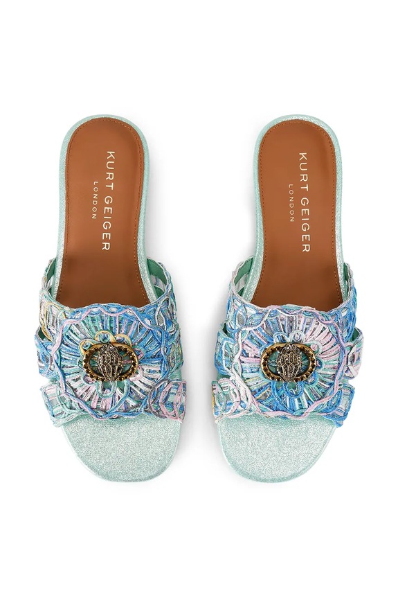 Kurt Geiger London klapki damskie Chelsea Woven Flat Sdl 5600589999 turkusowy SS26