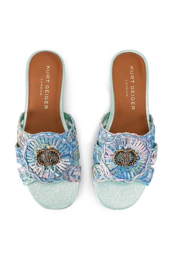 Kurt Geiger London klapki damskie Chelsea Woven Flat Sdl 5600589999 turkusowy SS26