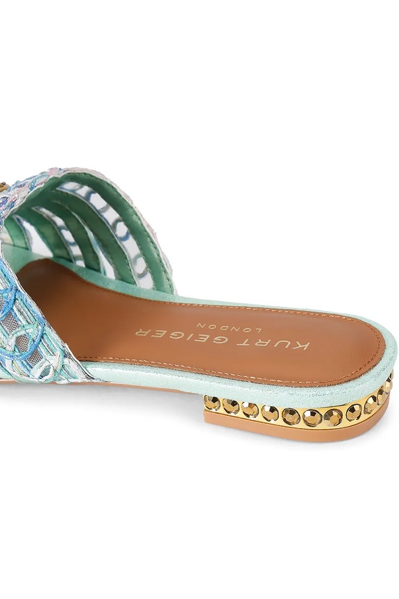 Obuwie Kurt Geiger London klapki damskie Chelsea Woven Flat Sdl 5600589999 turkusowy