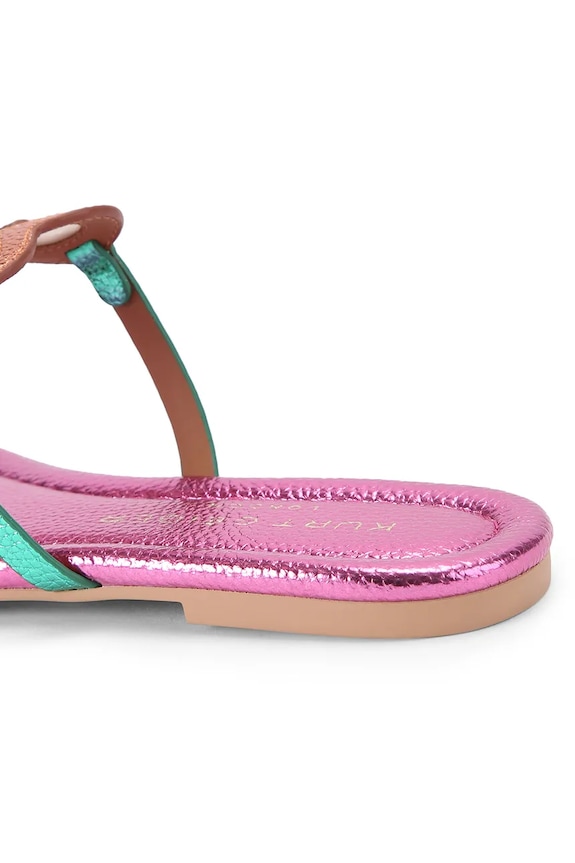 Boty Kurt Geiger London pantofle dámské kožené Kurt Heart T Bar Flat 5611769189 růžová