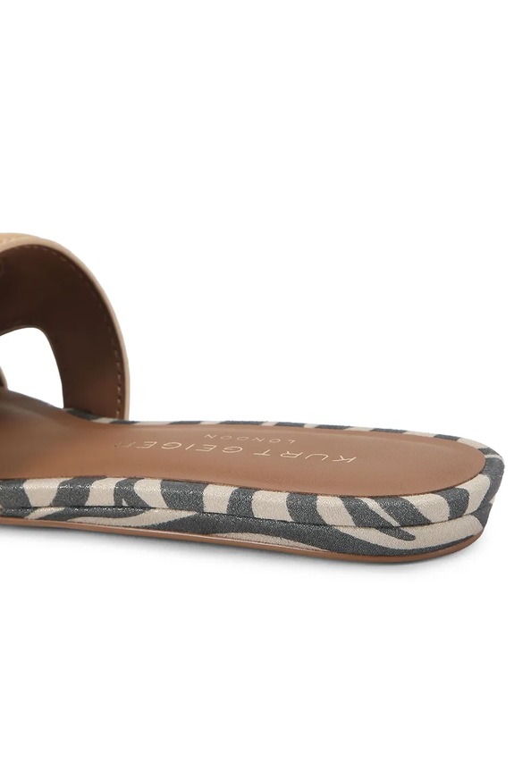 Obuwie Kurt Geiger London klapki z odkrytą piętą damskie skórzane Eagle Cut Out Flat Sdl 5612036209 beżowy