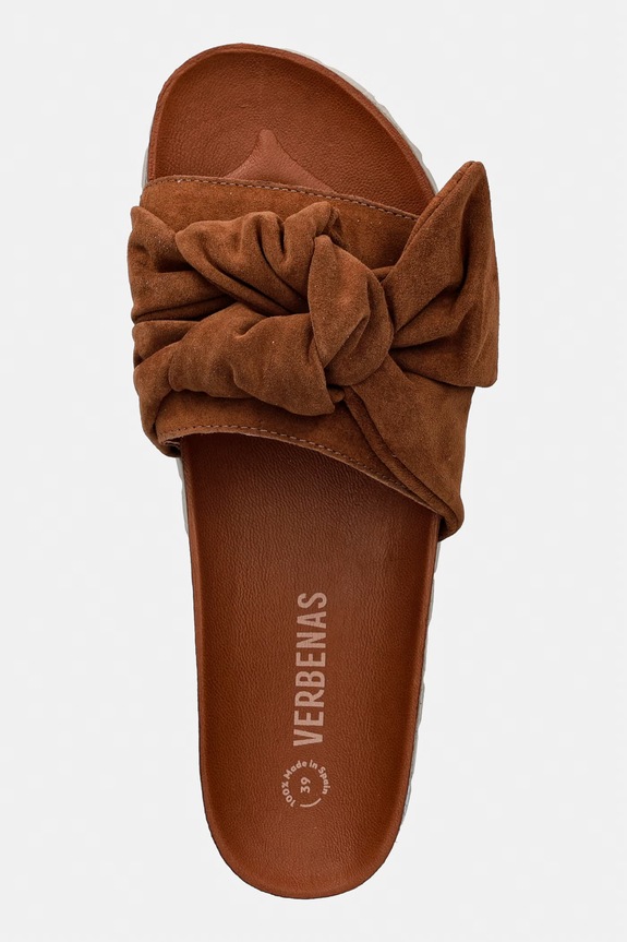 Verbenas klapki z odkrytymi palcami damskie zamszowe ROXY VELOUR brązowy 3300470268.GINGER