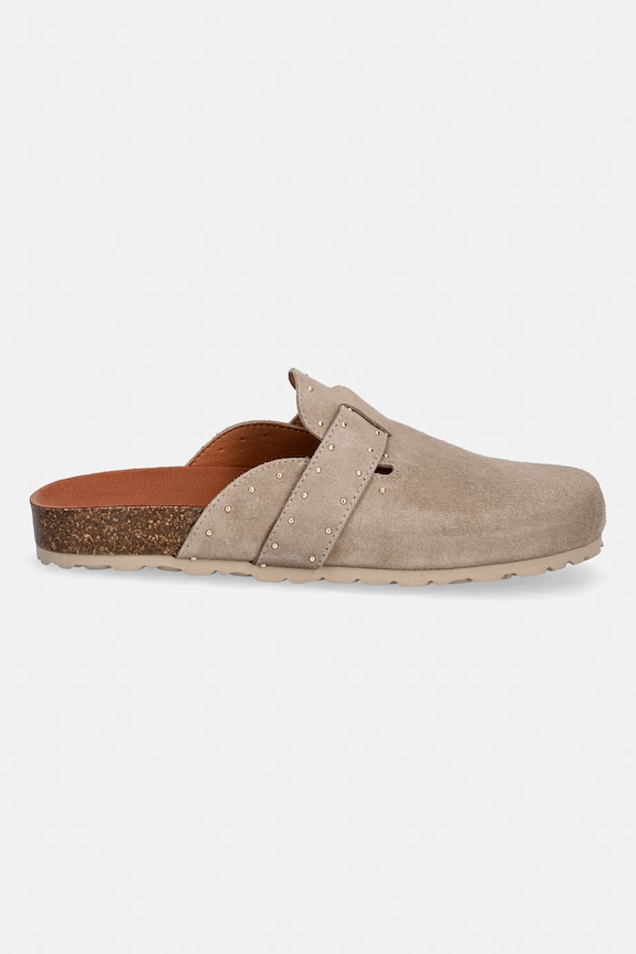 Verbenas papuci pentru femei, din piele întoarsă ROE SERRAJE TACHAS 3302400041.PIEDRA bej SS26