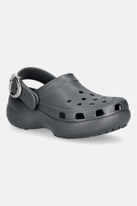 Crocs klapki na platformie damskie Classic Platform Buckle Clog szary 213230.0YK