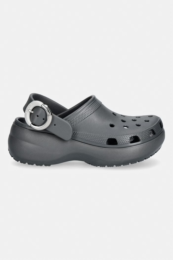 Crocs klapki na platformie damskie Classic Platform Buckle Clog 213230.0YK szary SS26