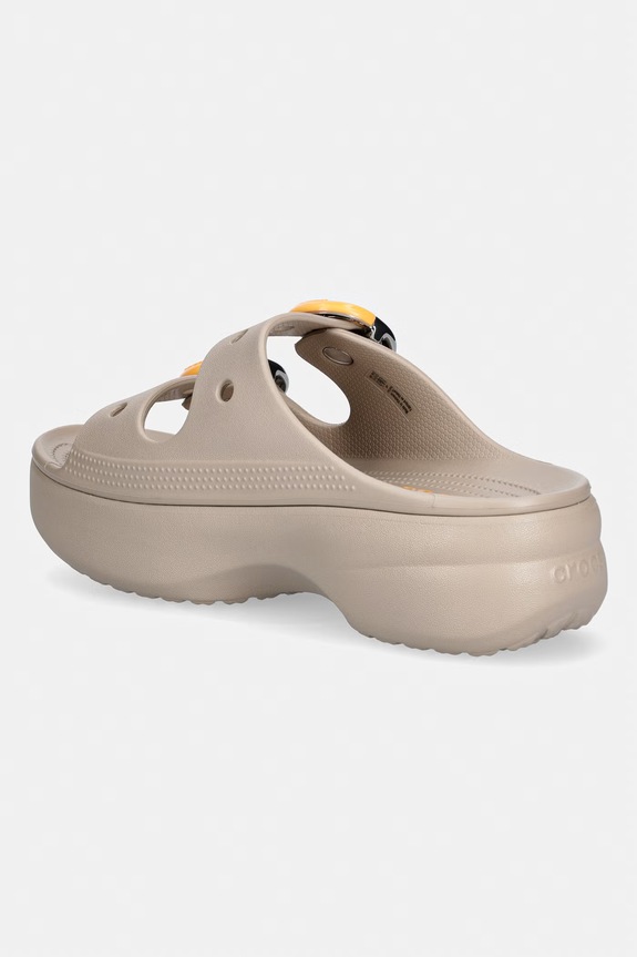 Obuwie Crocs klapki na platformie damskie Saturday Platform Dipped Buckle Sandal 213246.2NM beżowy