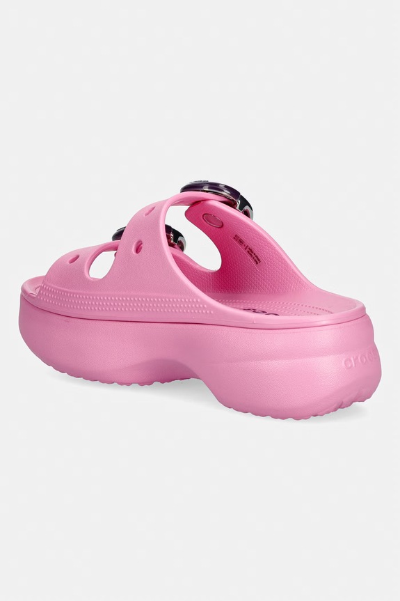 Obuwie Crocs klapki na platformie damskie Saturday Platform Dipped Buckle Sandal 213246.669 różowy