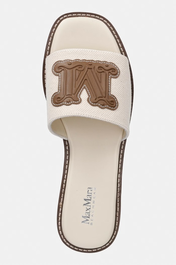 Max Mara Beachwear klapki na płaskim obcasie damskie Bchcaucaso beżowy 2616521039600.CAMEL