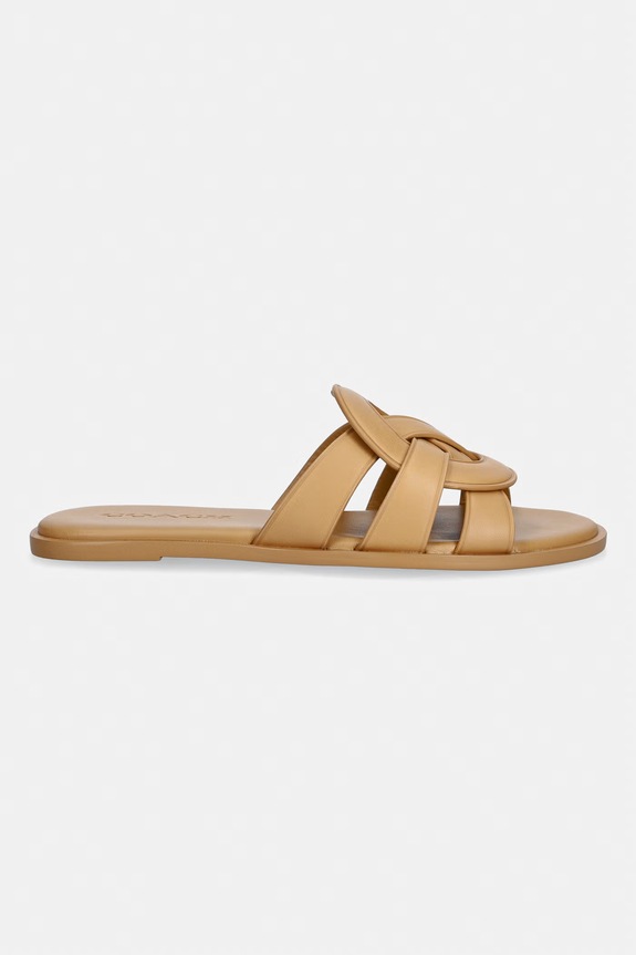 Coach klapki z odkrytymi palcami damskie skórzane Lena Leather Slide Sandal CDE78.BIC beżowy SS26