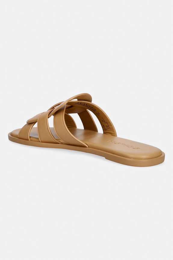 Obuwie Coach klapki z odkrytymi palcami damskie skórzane Lena Leather Slide Sandal CDE78.BIC beżowy