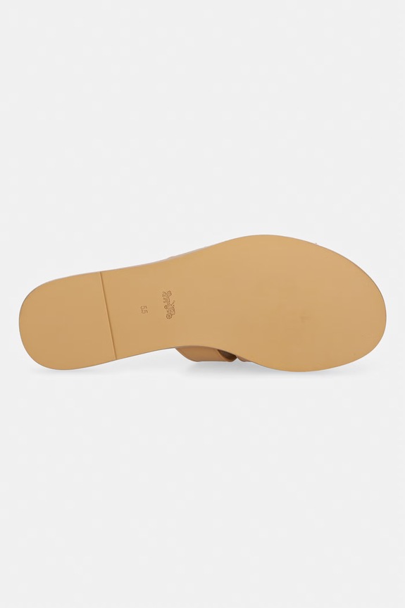 Coach klapki z odkrytymi palcami damskie skórzane Lena Leather Slide Sandal CDE78.BIC beżowy