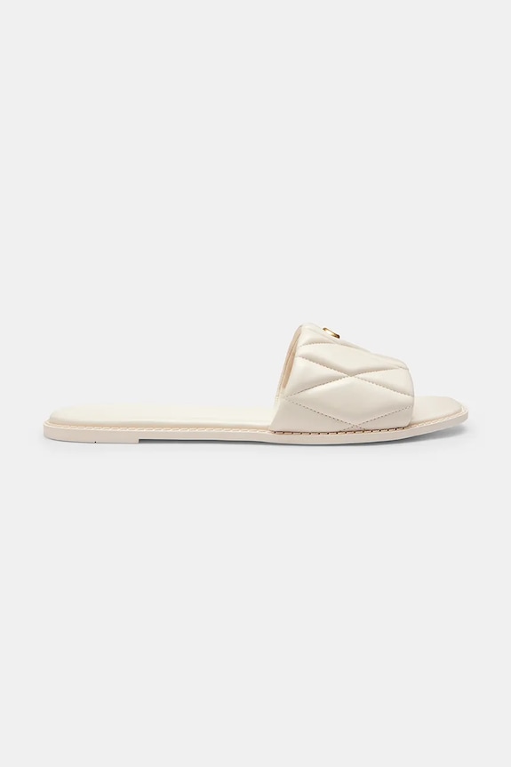 Coach šľapky na plochom podpätku dámske kožené Holly Quilted Leather Sandal biela CEF42.CHK