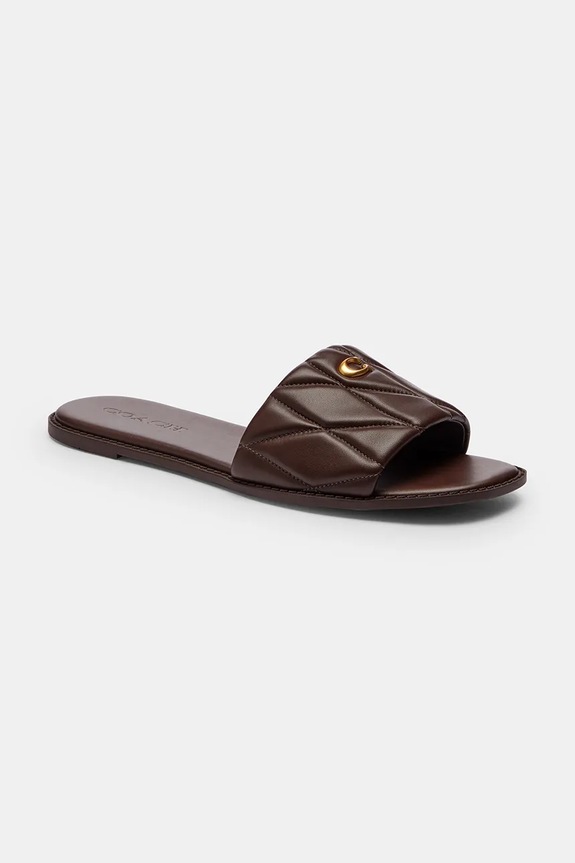 Coach šľapky na plochom podpätku dámske kožené Holly Quilted Leather Sandal CEF42.MPL hnedá SS26