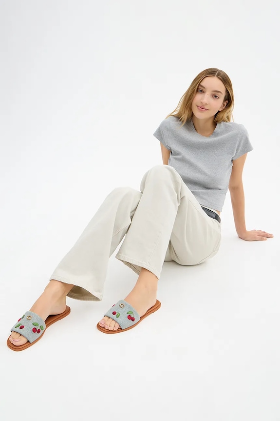 Coach šľapky na plochom podpätku dámske bavlnené Holly Denim Cherries Sandal CEG69.DEI