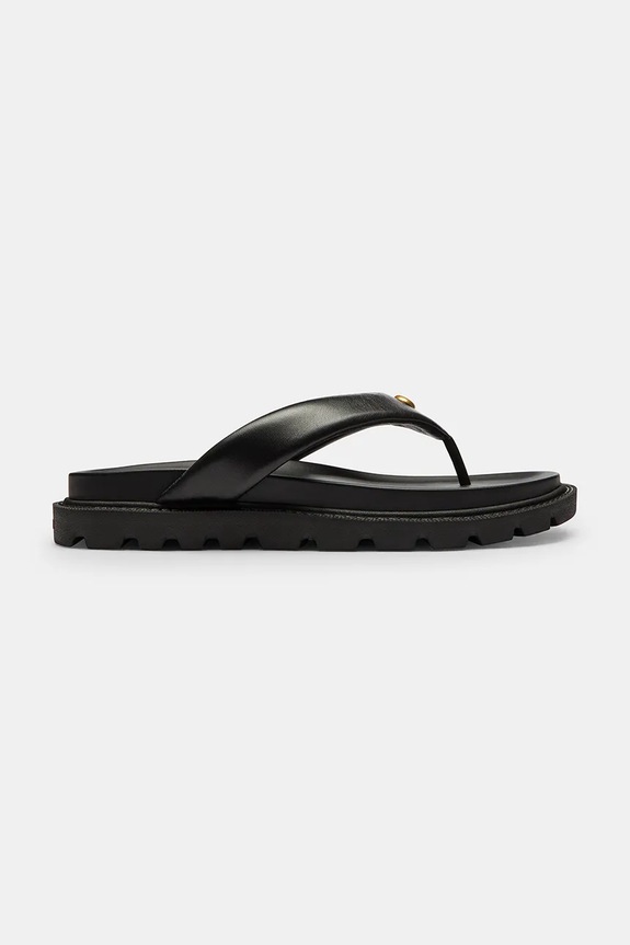 Coach șlapi pentru femei, din piele Brynn Leather Thong Sandal negru CEF54.BLK
