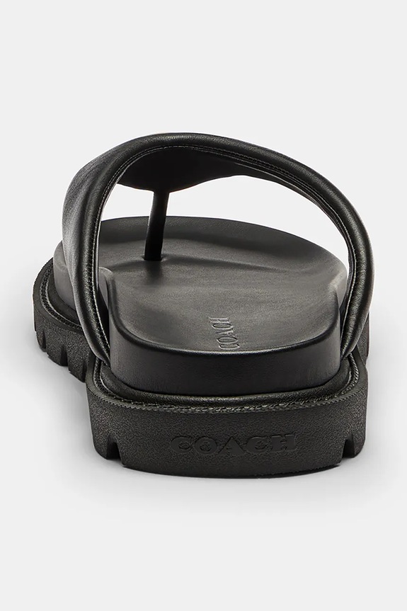 Încălțăminte Coach șlapi pentru femei, din piele Brynn Leather Thong Sandal CEF54.BLK negru