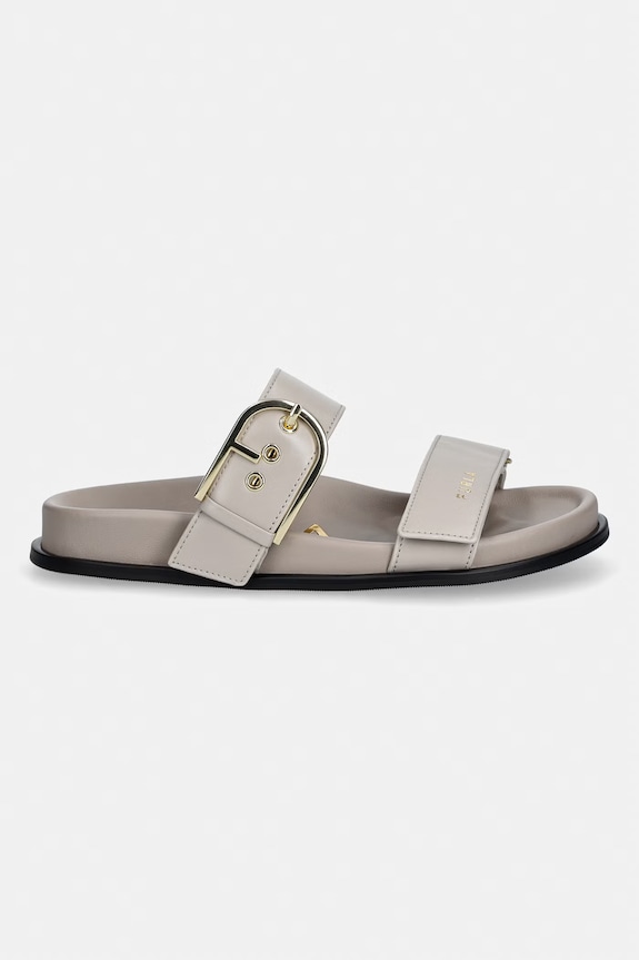 Furla klapki na płaskim obcasie damskie skórzane Solea YL56SOE.BX4513.4488S beżowy SS26