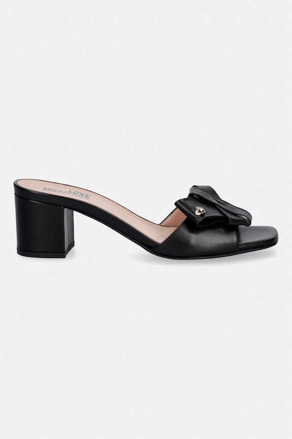 Love Moschino šľapky na podpätku dámske kožené JA28115G0OIE0000 čierna SS26