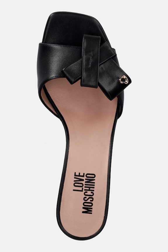 Love Moschino šľapky na podpätku dámske kožené čierna JA28115G0OIE0000