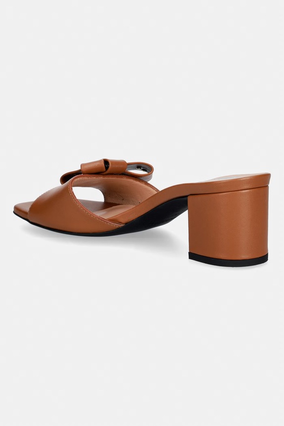 Încălțăminte Love Moschino papuci cu toc pentru femei, din piele JA28115G0OIE0200 maro