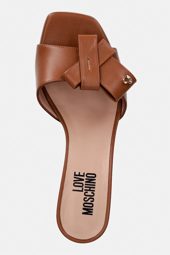Love Moschino papuci cu toc pentru femei, din piele maro JA28115G0OIE0200