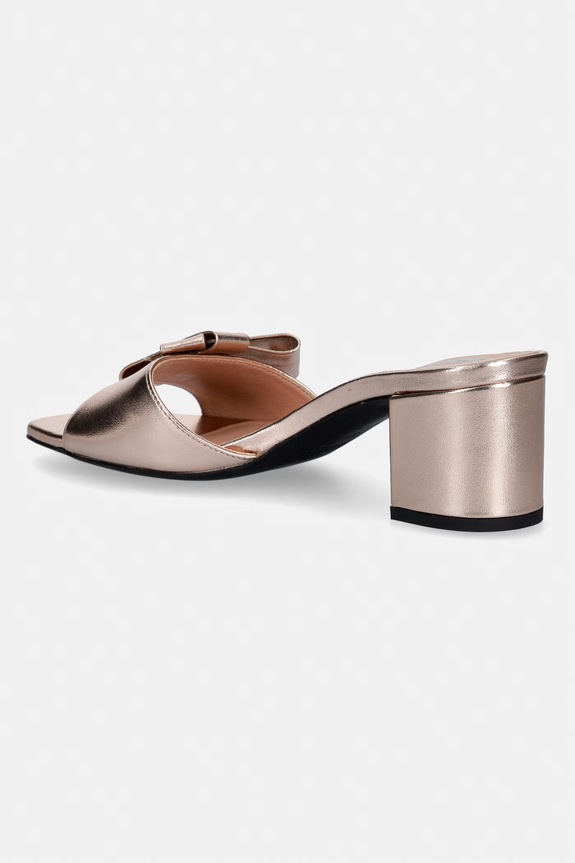 Încălțăminte Love Moschino papuci cu toc pentru femei, din piele JA28115G0OIF0600 roz