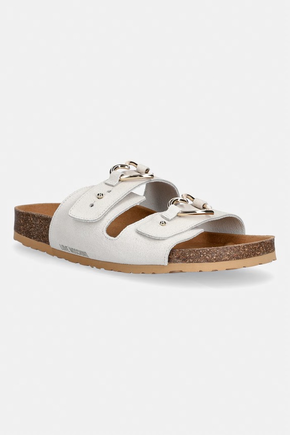 Love Moschino šľapky na plochom podpätku dámske semišové béžová JA28173G0OIG5110