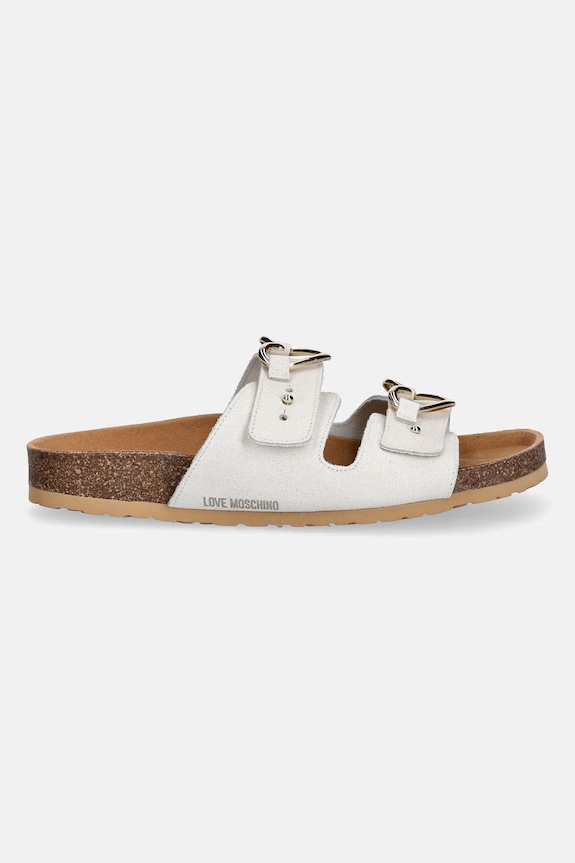 Love Moschino šľapky na plochom podpätku dámske semišové JA28173G0OIG5110 béžová SS26