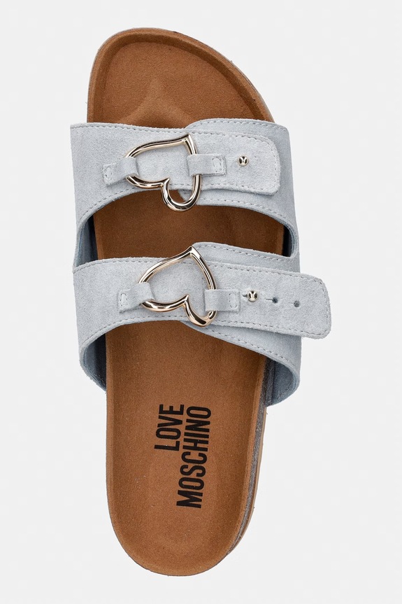 Love Moschino papuci pentru femei, din piele întoarsă albastru JA28173G0OIG5701
