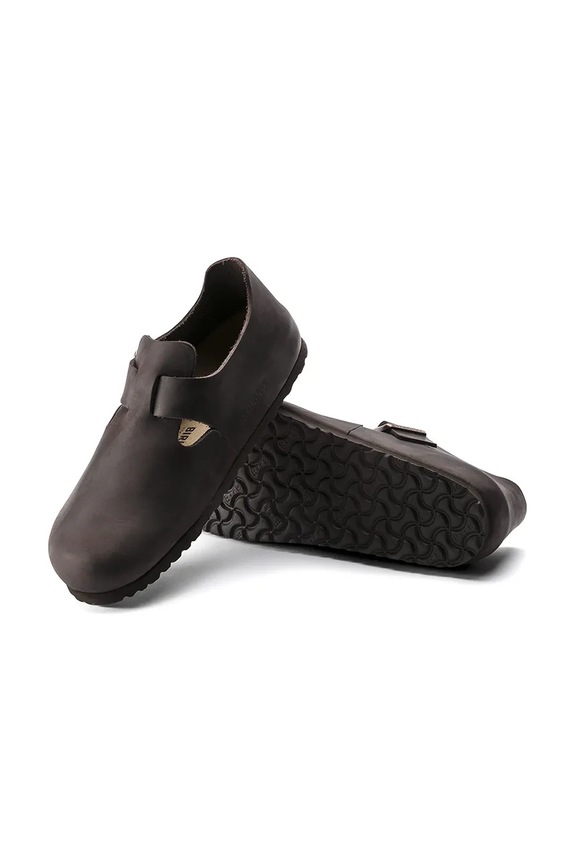 Birkenstock London pantofi cu degetele acoperite pentru femei din piele maro 166533.