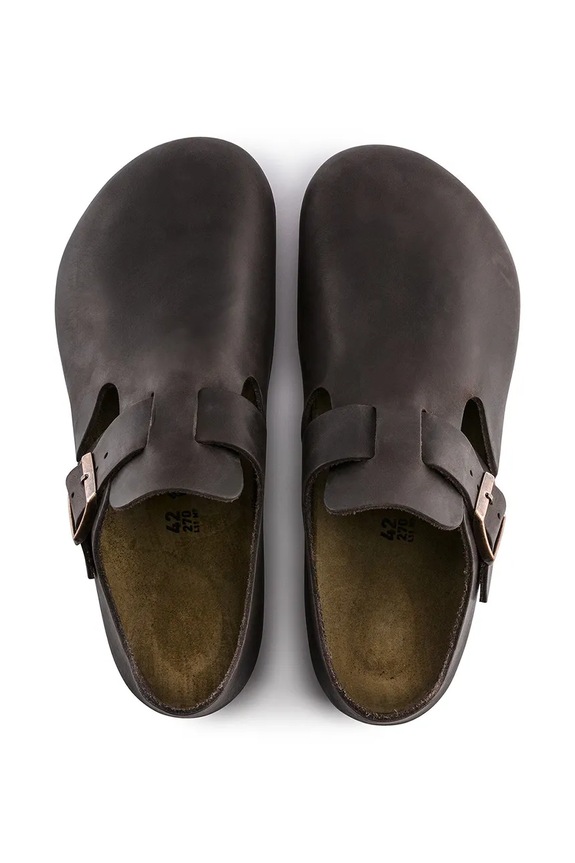 Birkenstock London pantofi cu degetele acoperite pentru femei din piele 166533. maro