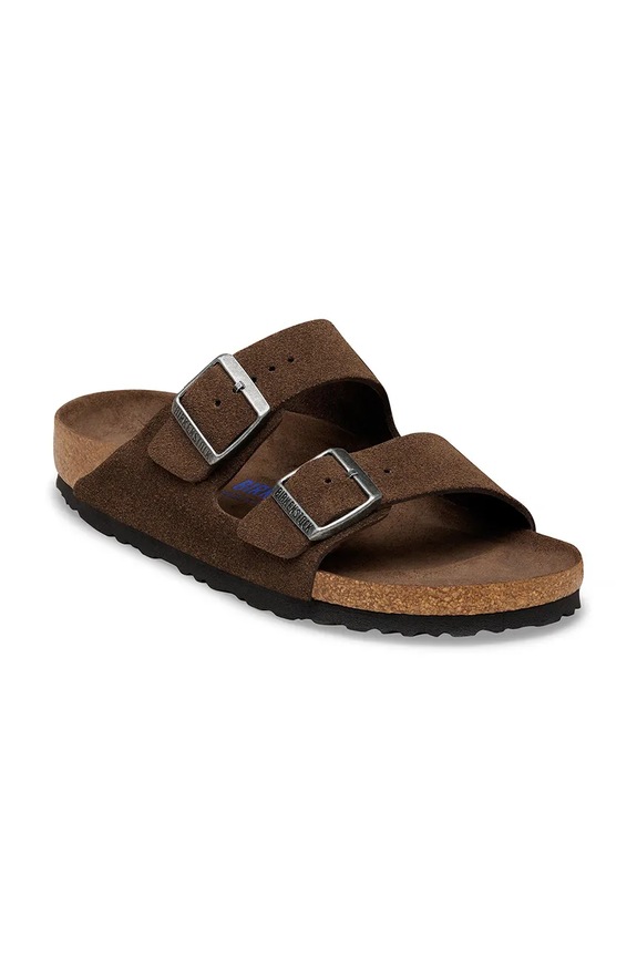 Birkenstock Arizona klapki na płaskim obcasie damskie zamszowe 1031640. brązowy SS26