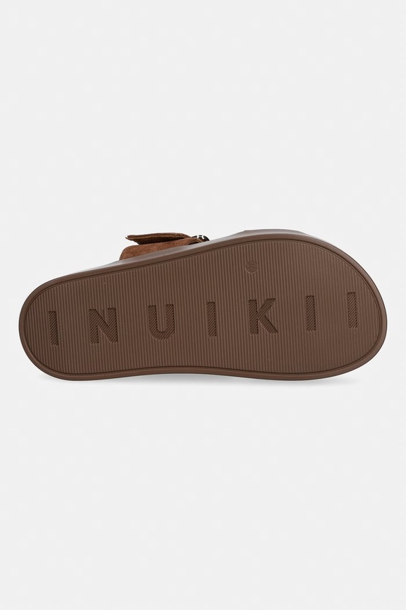 Inuikii klapki na platformie damskie zamszowe Tilda Buckle 1004.003.0631.152 brązowy