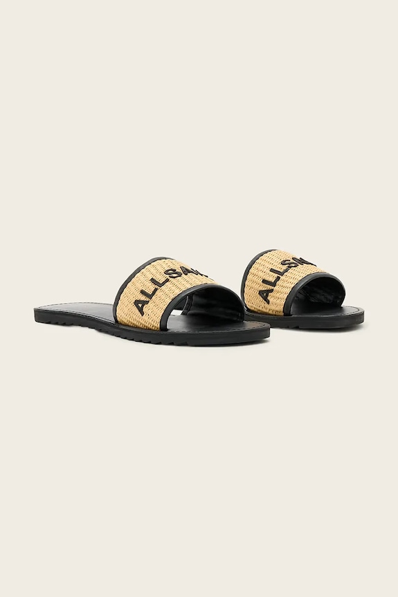 AllSaints sandale pentru femei, din piele Hoxton Slider W121FE.NAT negru SS26