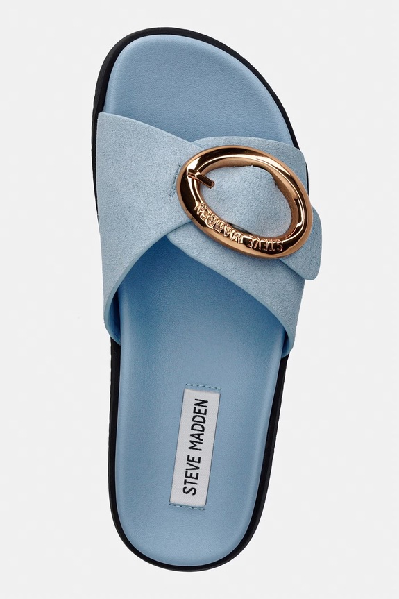 Steve Madden papuci cu vârf deschis pentru femei, din piele întoarsă Mistify albastru 11005536.455