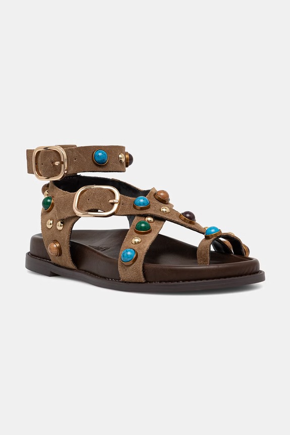 Steve Madden сандали дамски от велур Linear бежов 11005515.275