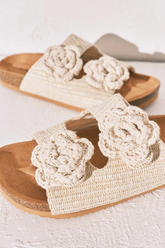 Obuća women'secret natikače za žene MMT FLOWER BIO ECRU 4993742 zelena