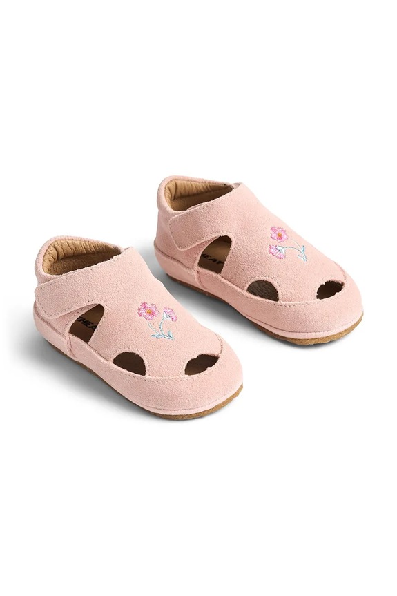 Wheat papuci din piele întoarsă pentru copii WF601.01.G roz SS26