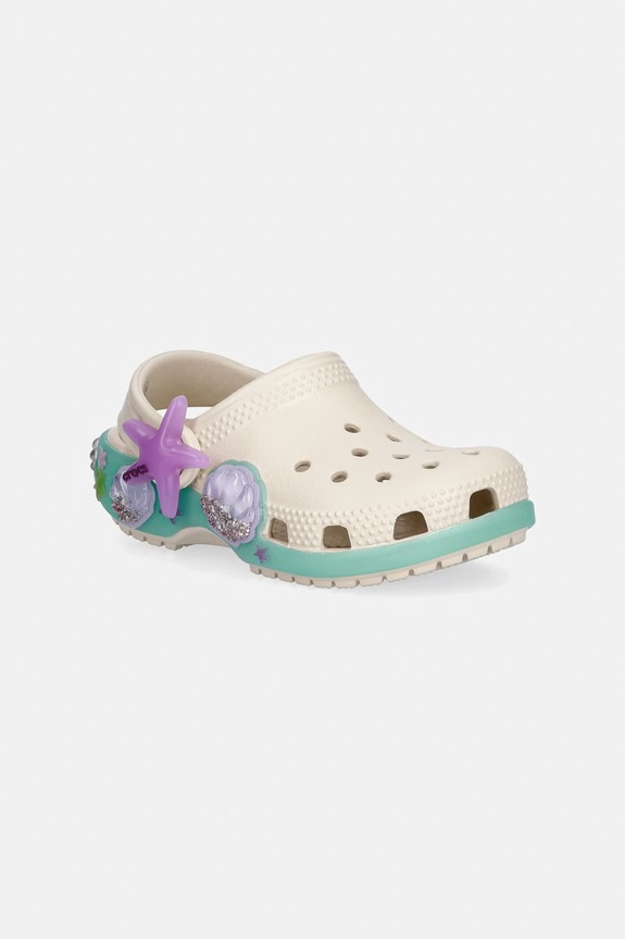 Crocs klapki dziecięce CLASSIC SEA SPARKLE SHAKER CLOG T beżowy 213274.CROCS.CLASSIC.SE