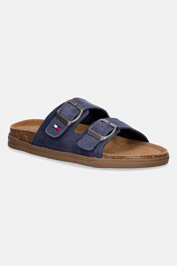 Tommy Hilfiger šľapky detské semišové tmavomodrá T3X2.34396