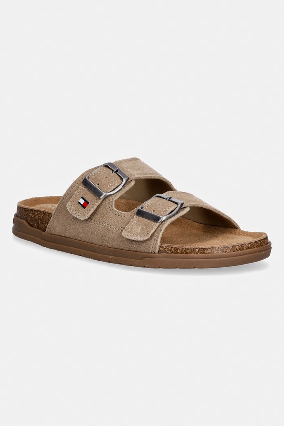 Tommy Hilfiger šľapky detské semišové hnedá T3X2.34396